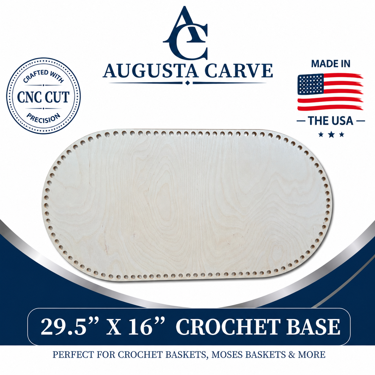 Yarnth3ory Wooden Basket Base for Crochet - 29.5" x16"