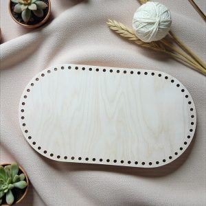 20x11 inch wooden crochet basket base made of 1/4-inch birch plywood with smooth CNC-cut edges.