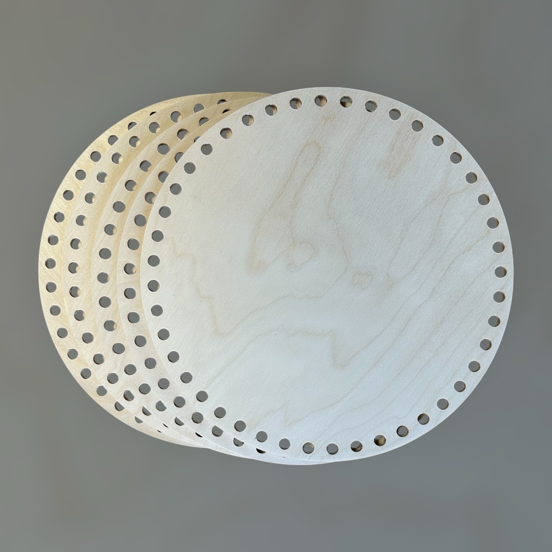 12″ Birch Crochet Circle Base – Smooth Round Wood Bottom with 10mm Holes - Image 2