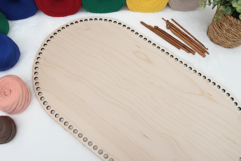 75x35cm Moses Basket Base – 6mm Birch Plywood Crochet Basket Base with 118 Holes - Image 2