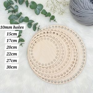 Circular wooden bases with 10mm holes for crochet, coiled or Macrame basket