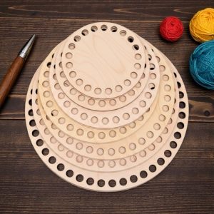 Circular Wooden Crochet Basket Bases with 12mm Holes – Perfect for 9mm Cord