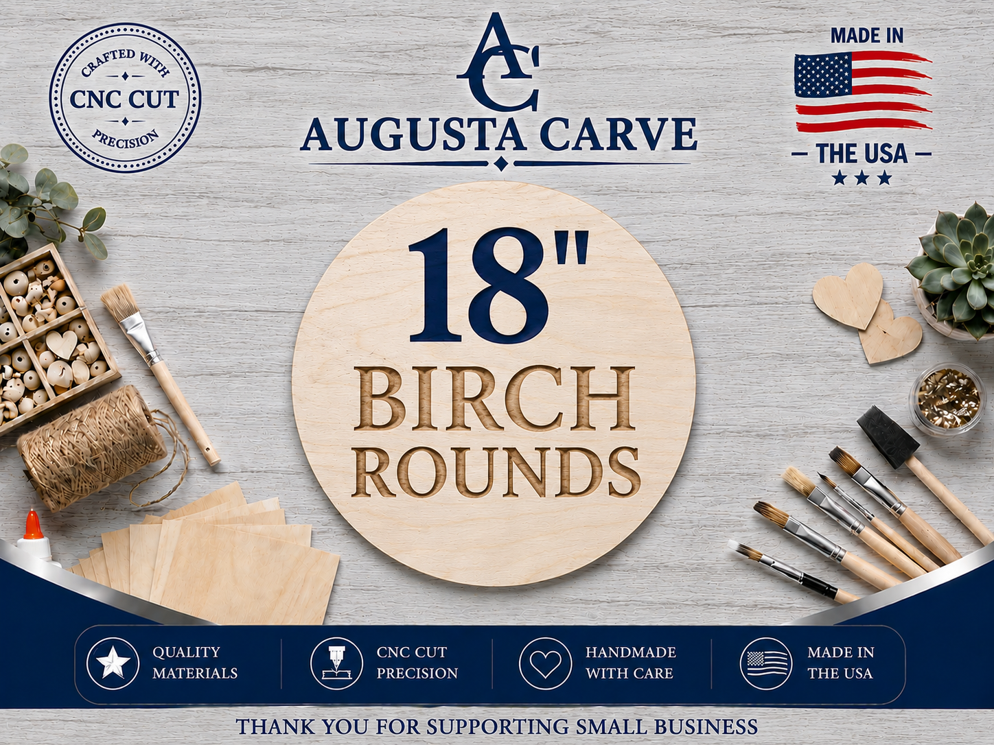 12-Pack | 18" Birch Wood Rounds | 1/2" Thick