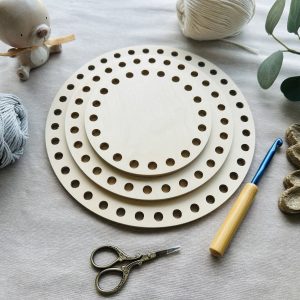 Crochet Basket Base | 6", 8", 10", and 12" Premium Baltic Birch Wooden Basket Bottom | 10mm Holes | Made in USA
