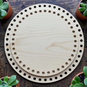 Large Crochet Basket Base | 10" & 12" Premium Baltic Birch Wooden Basket Bottom | 10mm Holes | Made in USA