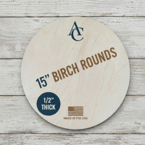 15" Birch Wood Rounds · 1/2" Thick · Available in 1, 8 & 24 Packs