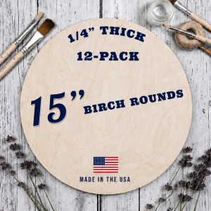 12-Pack | 15" Birch Wood Rounds | 1/4" Thick