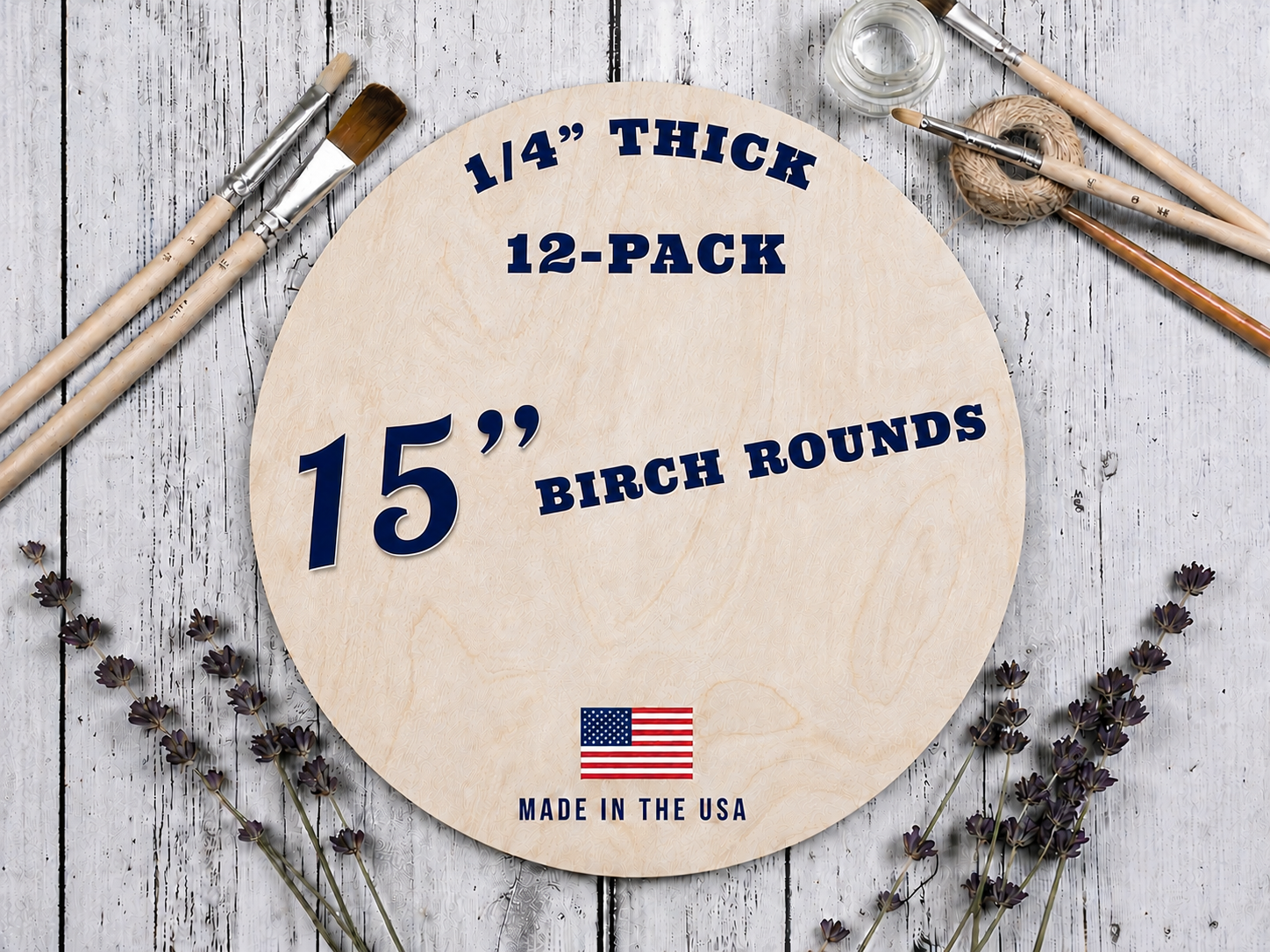 12-Pack | 15" Birch Wood Rounds | 1/4" Thick
