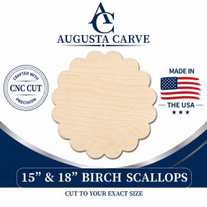Scallop Circle Wood Blank – Version 1 | 15" & 18" | 1/2" Birch
