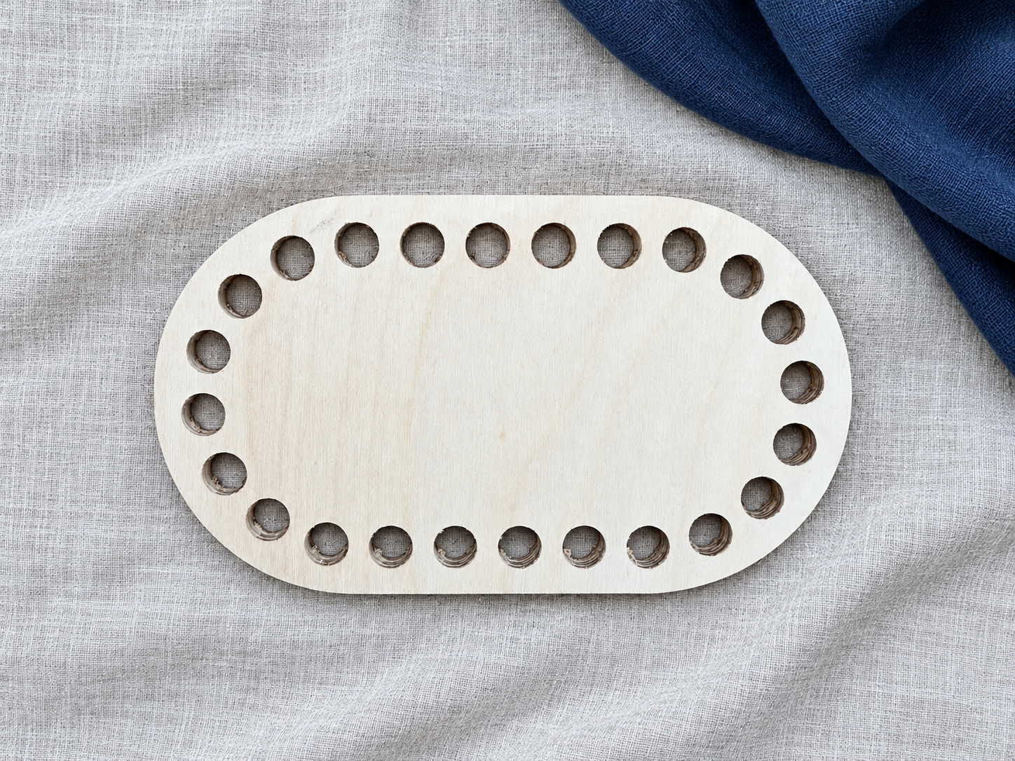 6" × 3.5" Crochet Coaster Basket Base | 24 Holes | Premium Birch