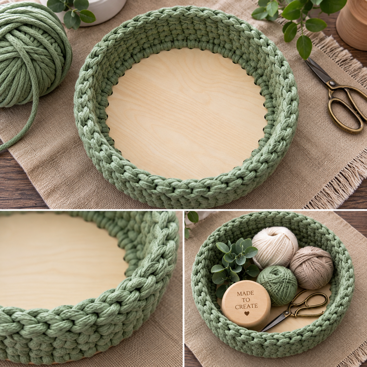 12" Round Crochet Basket Base (30cm) | 44 Holes | Three Little Cubs Compatible - Image 4