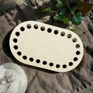 6" × 3.5" Crochet Coaster Basket Base | 24 Holes | Premium Birch